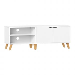 Mueble de tv de 2 puertas con estantes ajustables blanco
