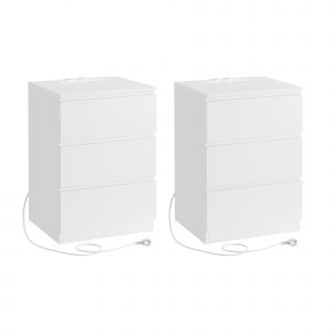 Mesitas de noche con estación de carga blanco nube