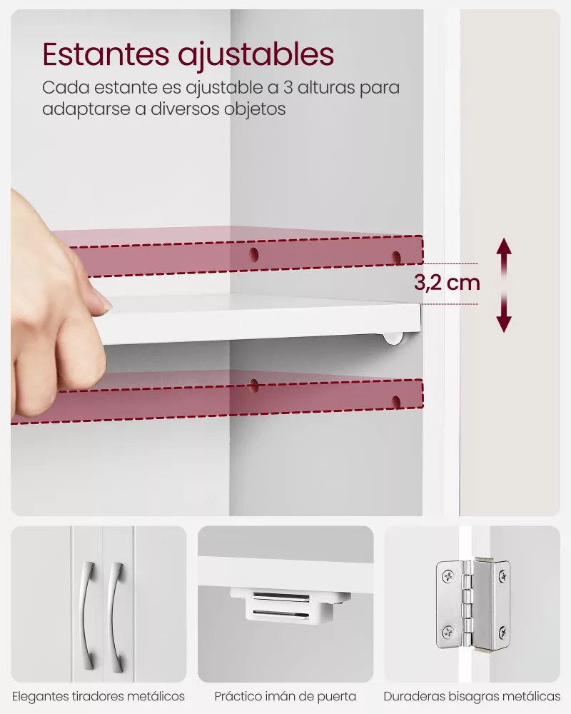 Mueble de Pared para Baño 30 x 60 x 60 cm Blanco Nube - Imagen 5