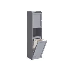 Armario de baño con cesto 40 x 40 x 170 cm gris paloma