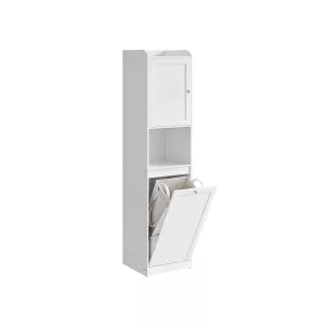 Armario de Baño con Cesto Ropa Sucia 40x40x170 cm Blanco Nube