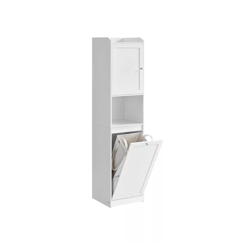 Armario de Baño con Cesto Ropa Sucia 40x40x170 cm Blanco Nube