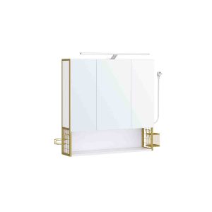 Armario de baño espejo 3 puertas blanco y verde