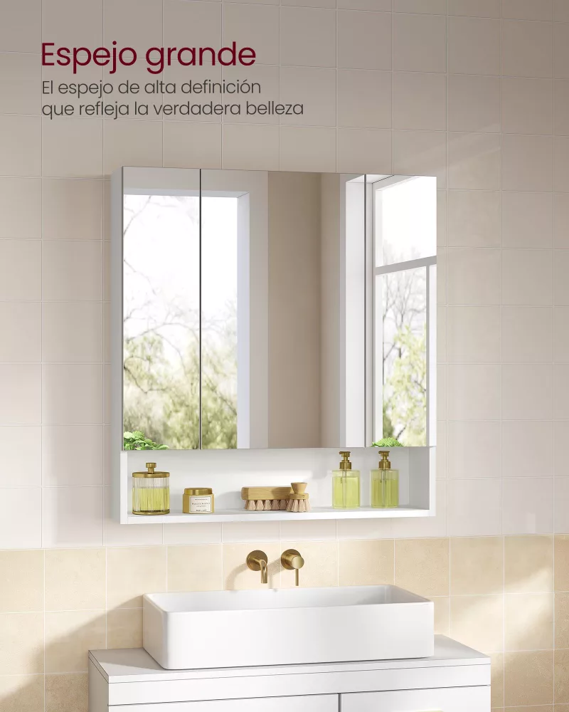 Armario de Baño con Puertas de Espejo Blanco Nube - Imagen 2