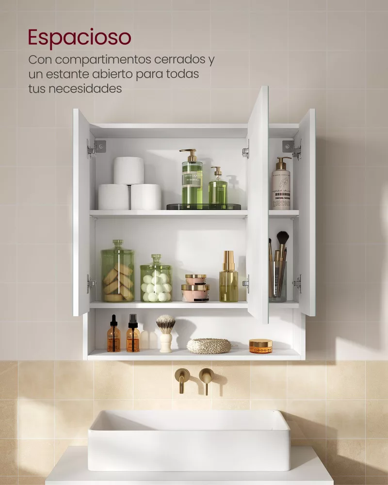 Armario de Baño con Puertas de Espejo Blanco Nube - Imagen 3