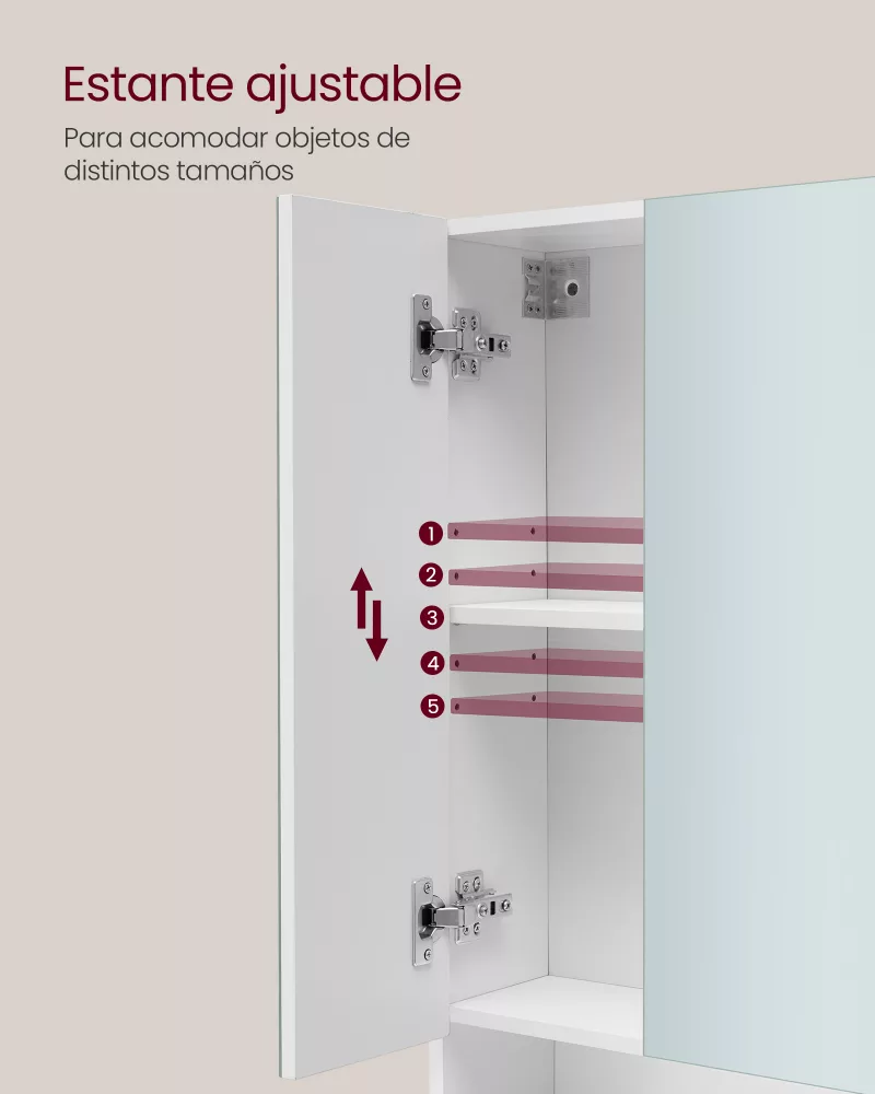 Armario de Baño con Puertas de Espejo Blanco Nube - Imagen 5