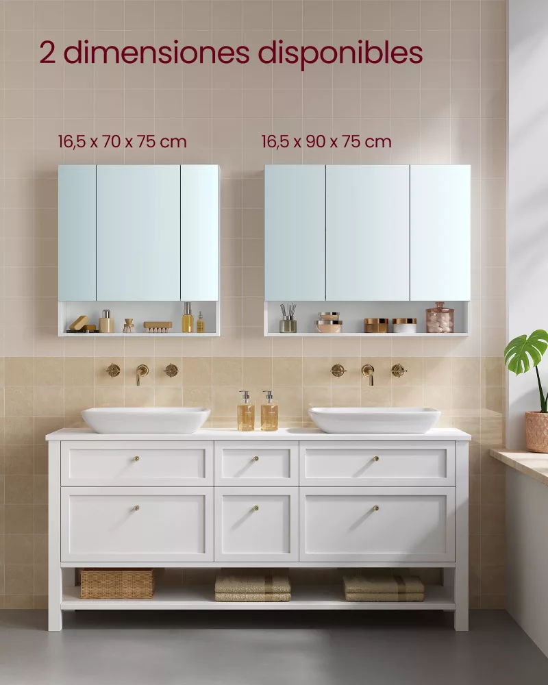 Armario de Baño con Puertas de Espejo Blanco Nube - Imagen 4