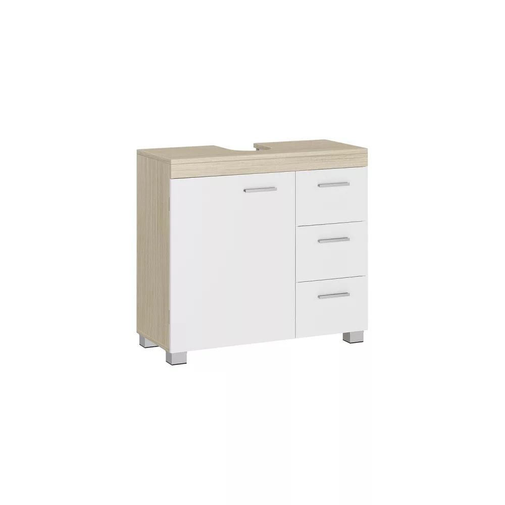Mueble bajo lavabo 30 x 70 x 64 cm blanco nube y beige natural