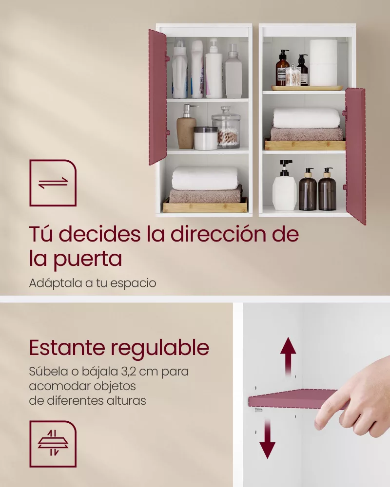 Armario de Baño 30 x 40 x 80 cm Blanco Nube y Beige Natural - Imagen 4