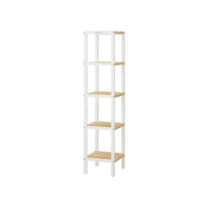 Estantería de Baño de 6 Niveles de Bambú Blanco Nube