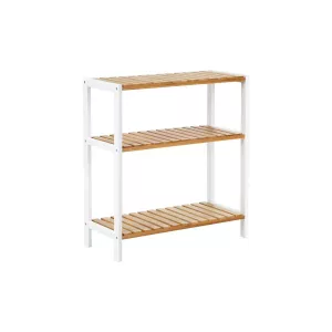 Estantería de Bambú de Pie Natural y Blanco