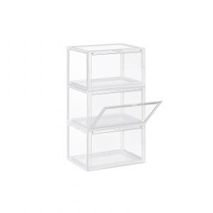 Cajas de zapatos apilables, rígida, 28x36x22 cm, negro