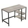 Mesa de ordenador clásica, 2 estantes inferiores, estructura metálica, greige