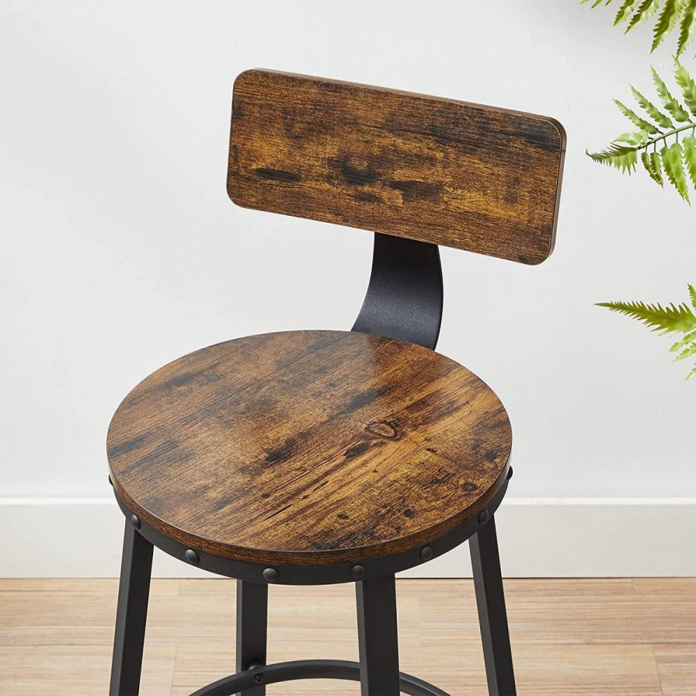 Taburetes de bar con respaldo, set de 2, estilo industrial - Imagen 7