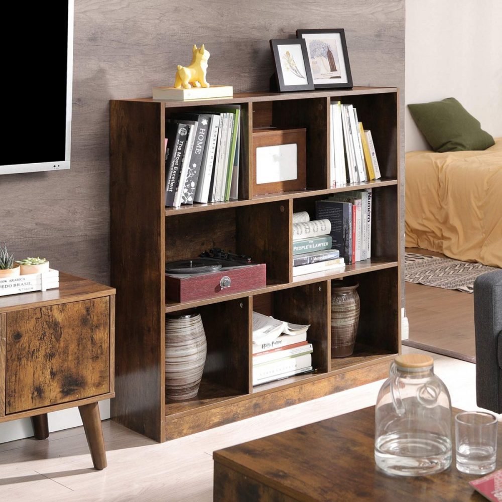 Estantería madera, cubos y estantes, marrón - Imagen 7