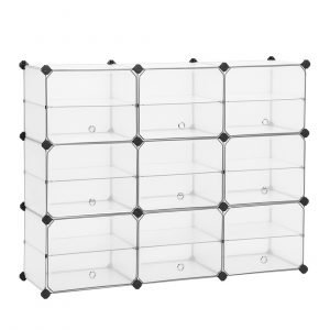 Zapatero modular con puertas y 9 módulos, blanco