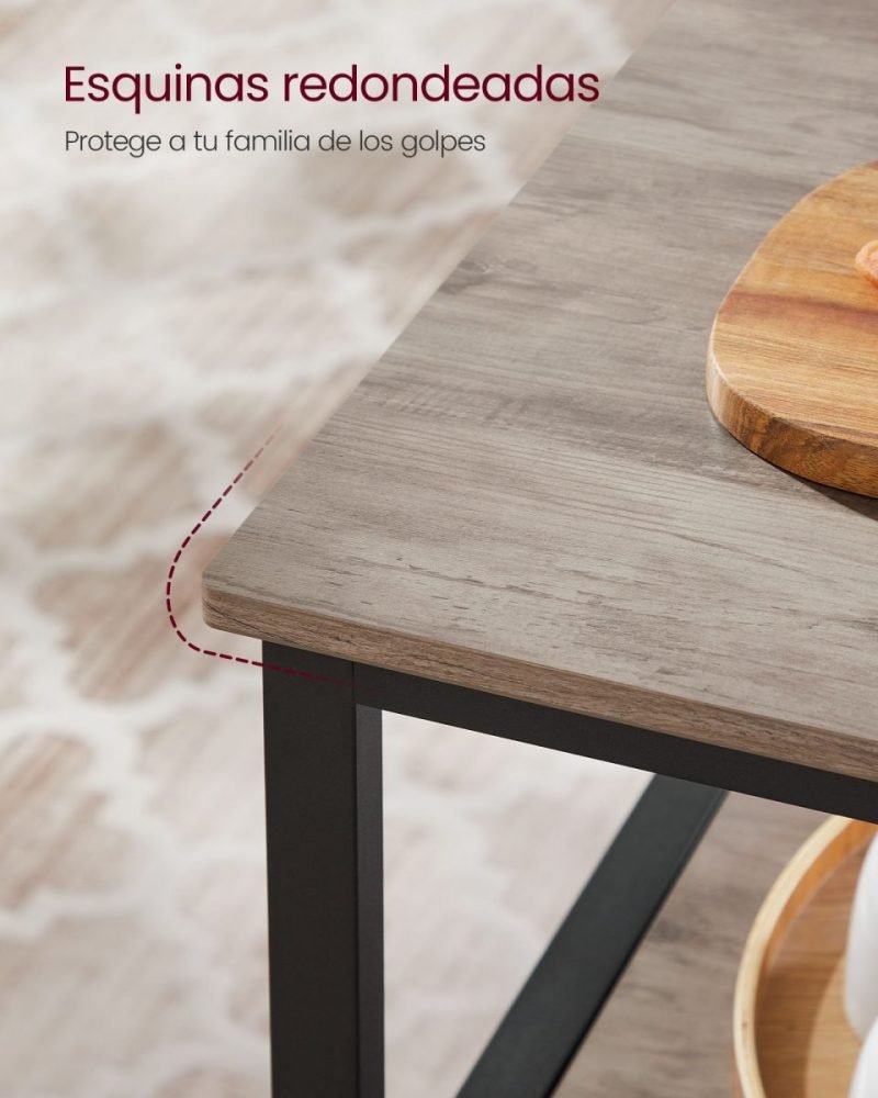 Isla de cocina estilo industrial, estantería de 3 niveles, greige - Imagen 5