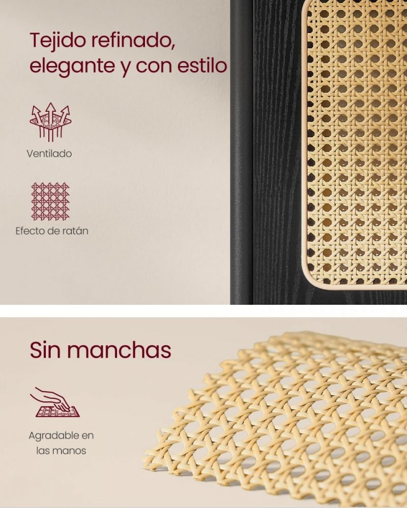 Estantería esquinera 5 niveles, diseño ratán, estructura de metal, negro ébano - Imagen 6