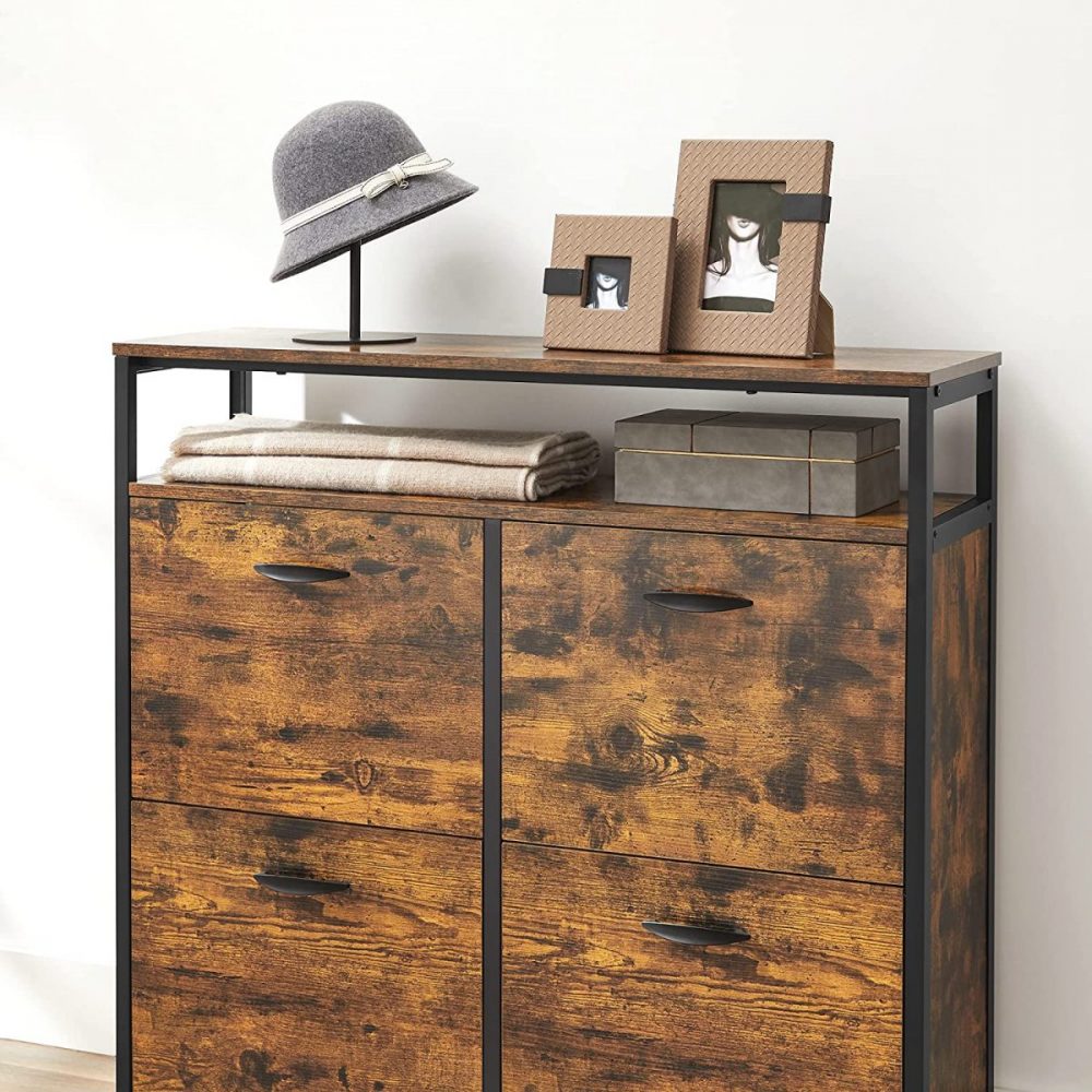 Zapatero espacioso con 4 compartimentos y estante abierto - Imagen 4