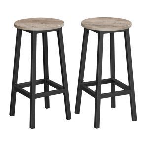 Conjunto 2 taburetes bar, asientos altos, industrial, greige