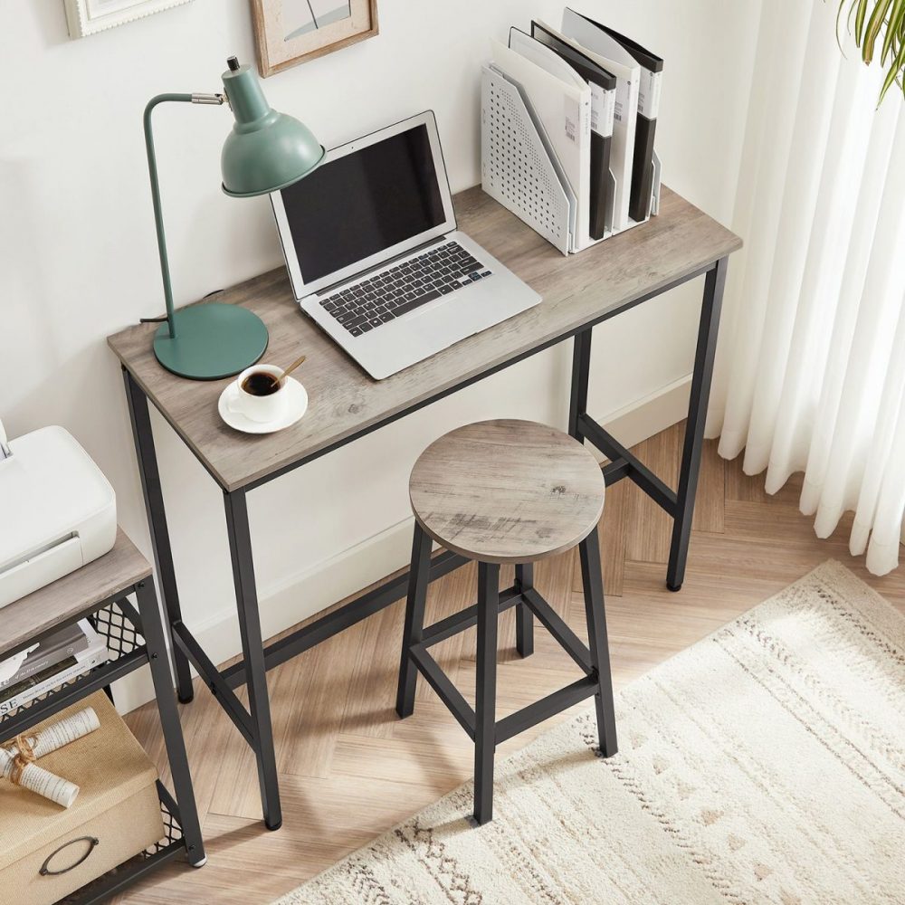 Conjunto 2 taburetes bar, asientos altos, industrial, greige - Imagen 6