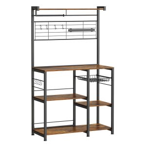 Estantería con isla de cocina, tira magnética y soporte rollos, marrón rústico