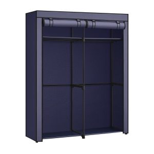 Armario portátil tela con perchero, 140x43x174 cm, azul