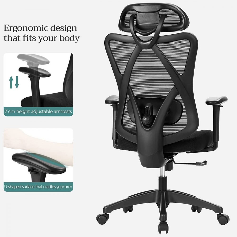 Silla de oficina ergonómica de malla en negro - Imagen 3