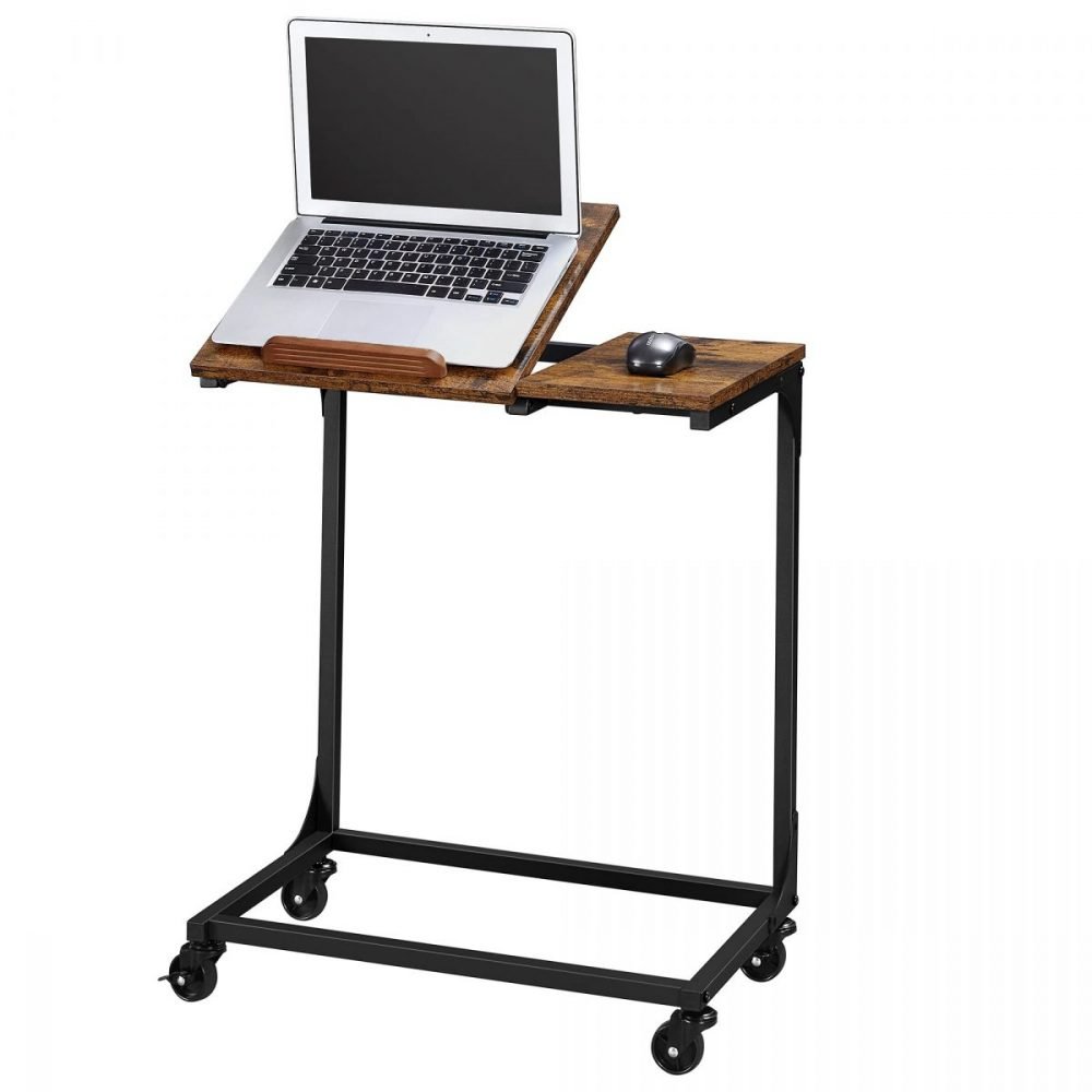 Mesa auxiliar con ruedas y tablero basculante para portátil
