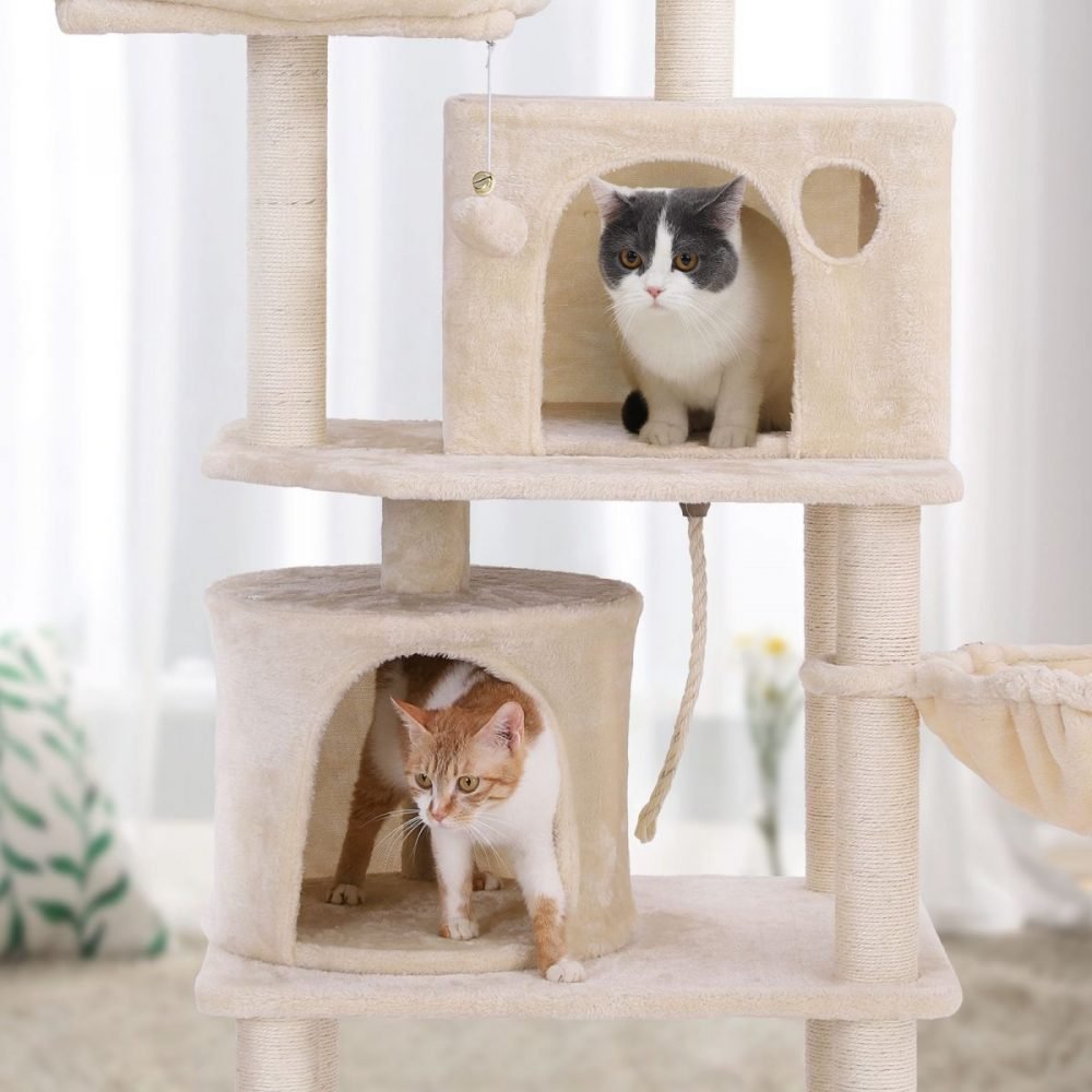 Árbol gatos postes sisal, rascador, varias plataformas, beige - Imagen 7