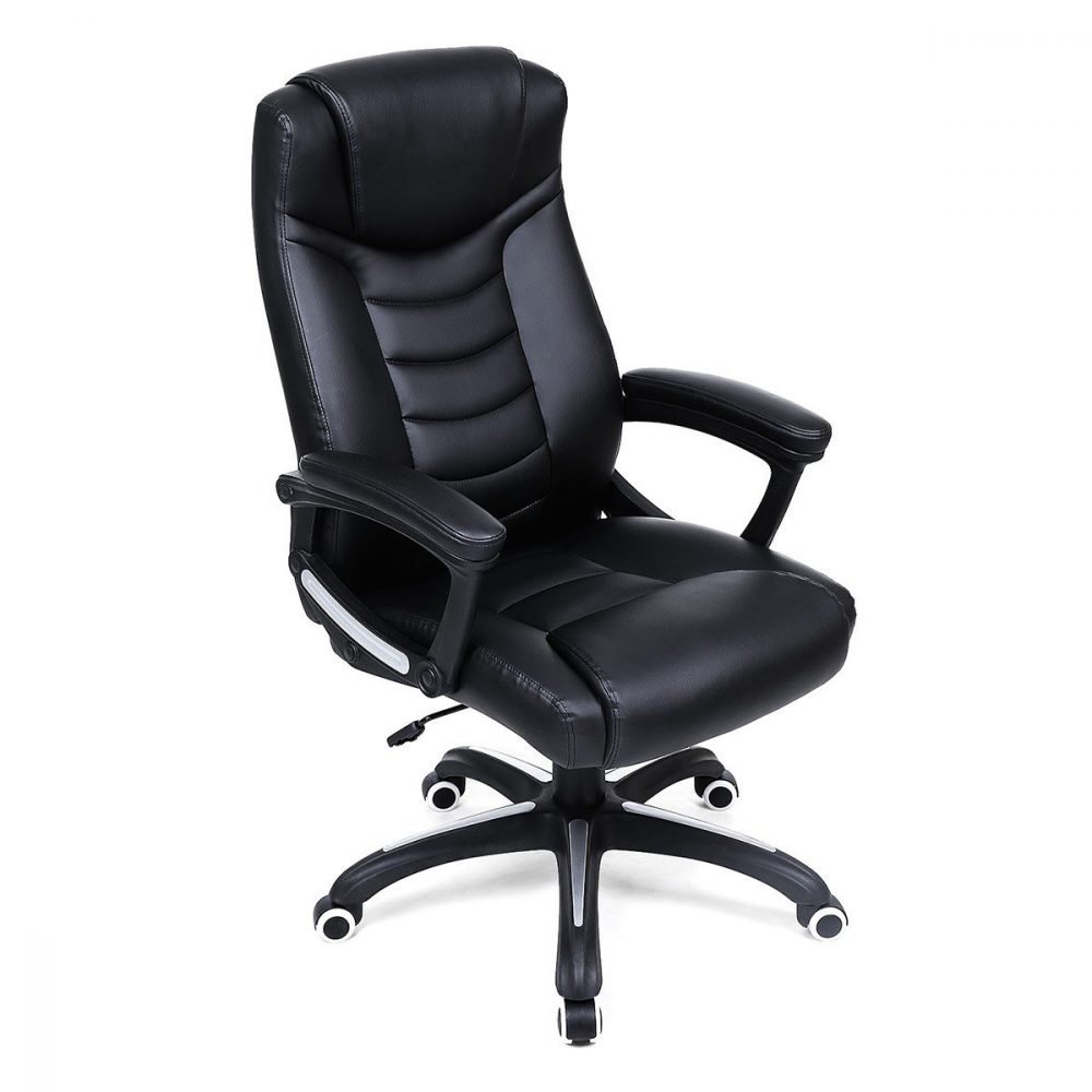Silla ejecutiva de oficina giratoria y ergonómica, negra