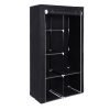 Armario ropero plegable metal y tela, resistente al polvo, negro