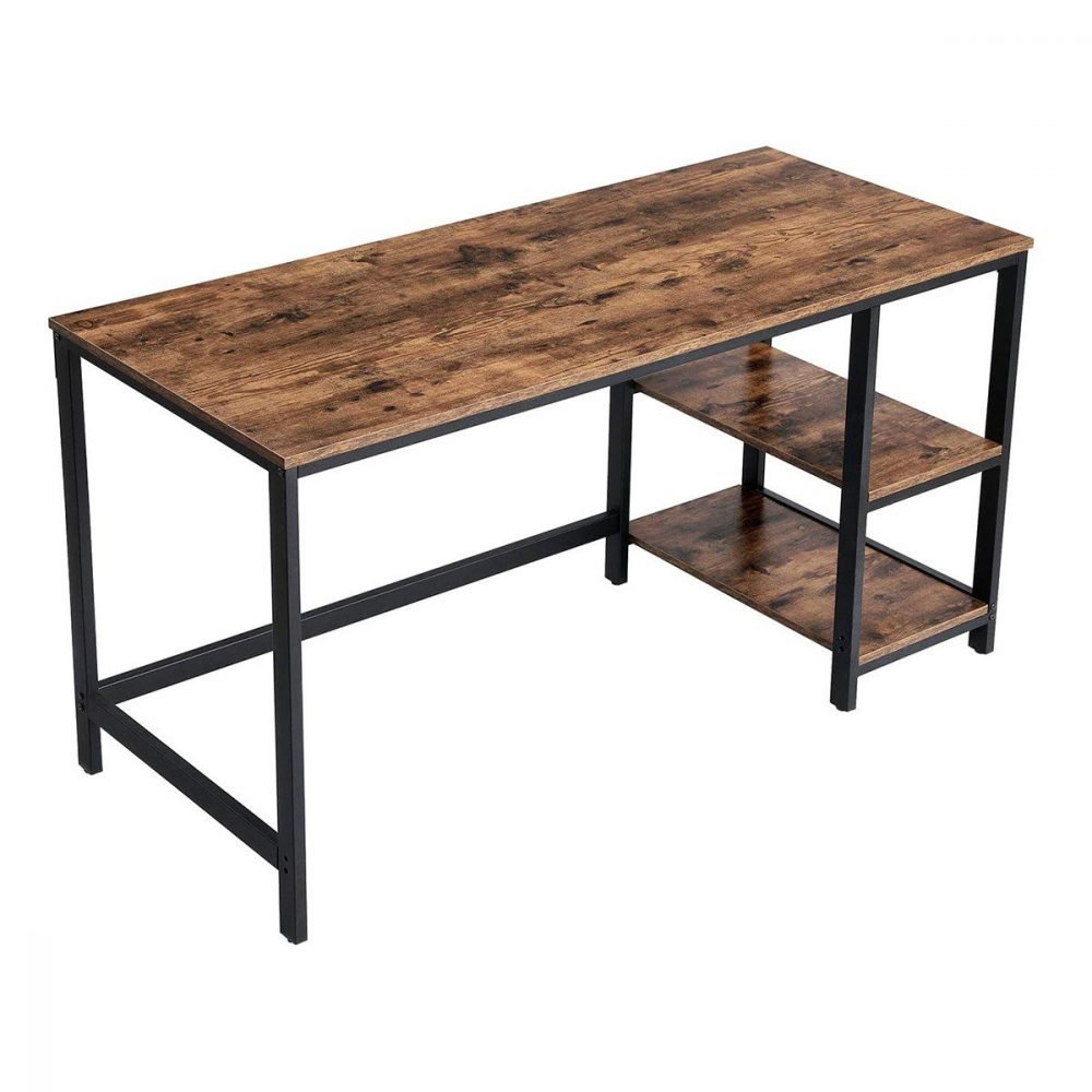 Escritorio industrial con estantes ajustables, acero