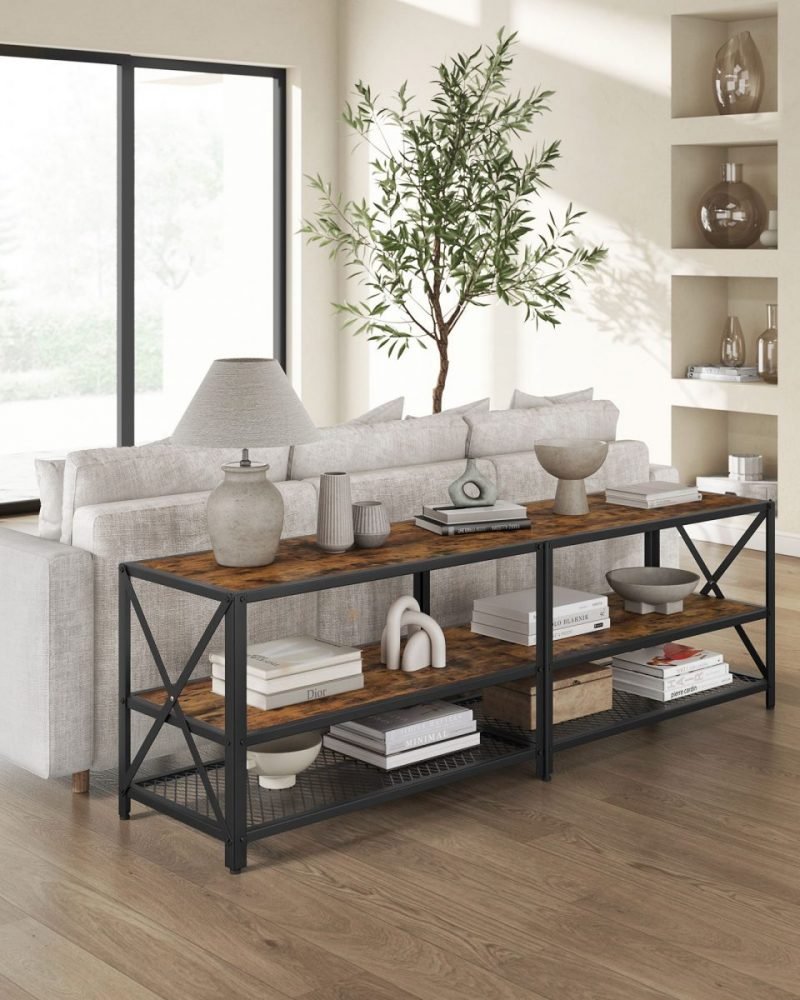 Mueble de tv moderno con estantes, 140 cm, acero - Imagen 4