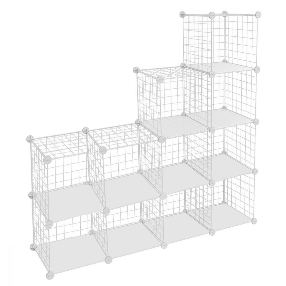Estantería modular malla hierro 93x31x123 cm, 4 niveles, blanco - Imagen 2