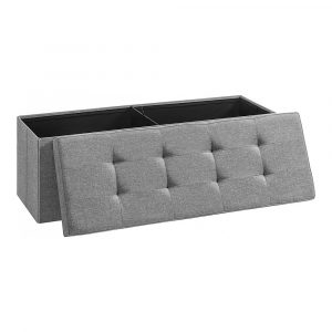 Banco de almacenaje plegable, 110 cm, gris claro