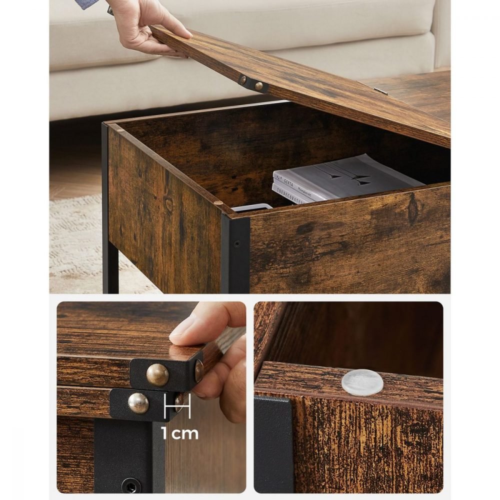Mesa de centro con tapa abatible y compartimento oculto - Imagen 7