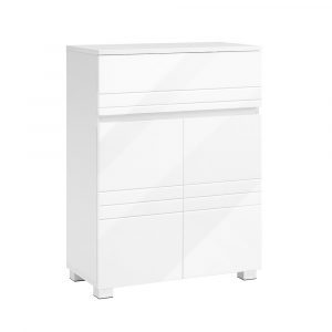 Armario de baño blanco con cajón y doble puerta