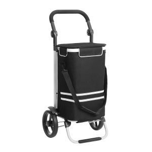 Carro compra plegable con bolsa refrigeración, 35l, negro