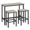 Conjunto mesa y taburetes bar, estilo industrial, gris melange y negro tinta