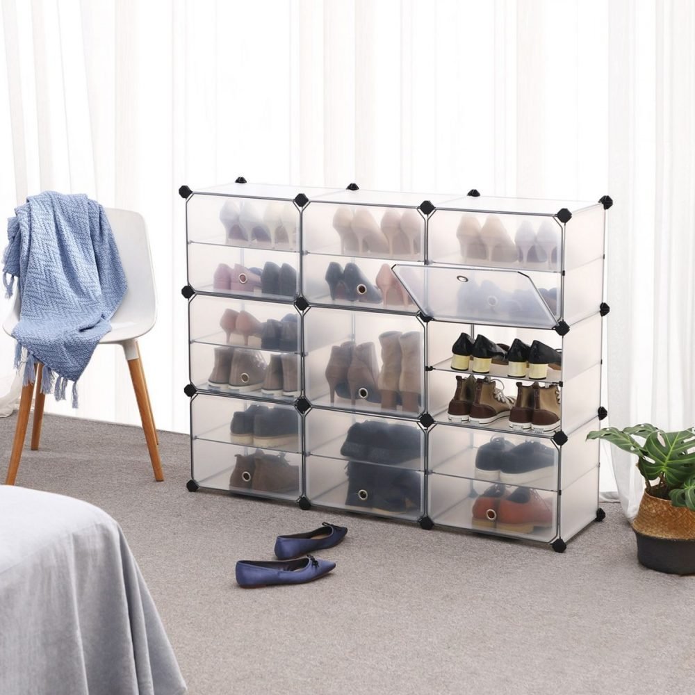 Zapatero modular con puertas y 9 módulos, blanco - Imagen 3