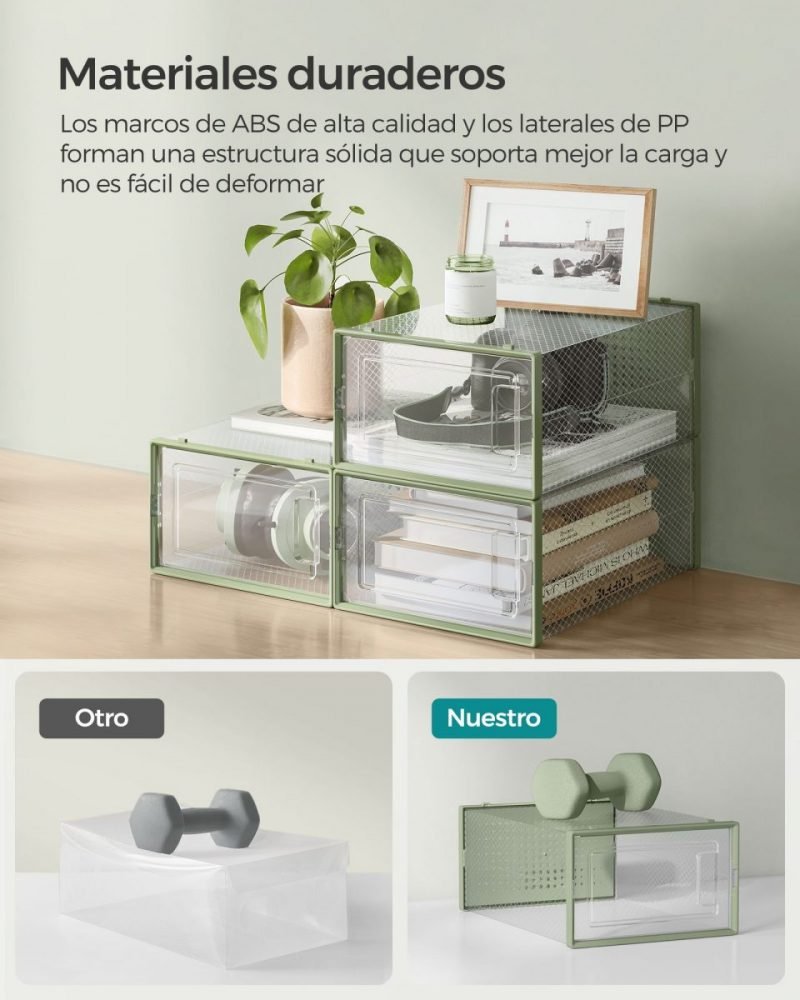 Pack de 18 cajas de zapatos plegables y apilables, verde - Imagen 4