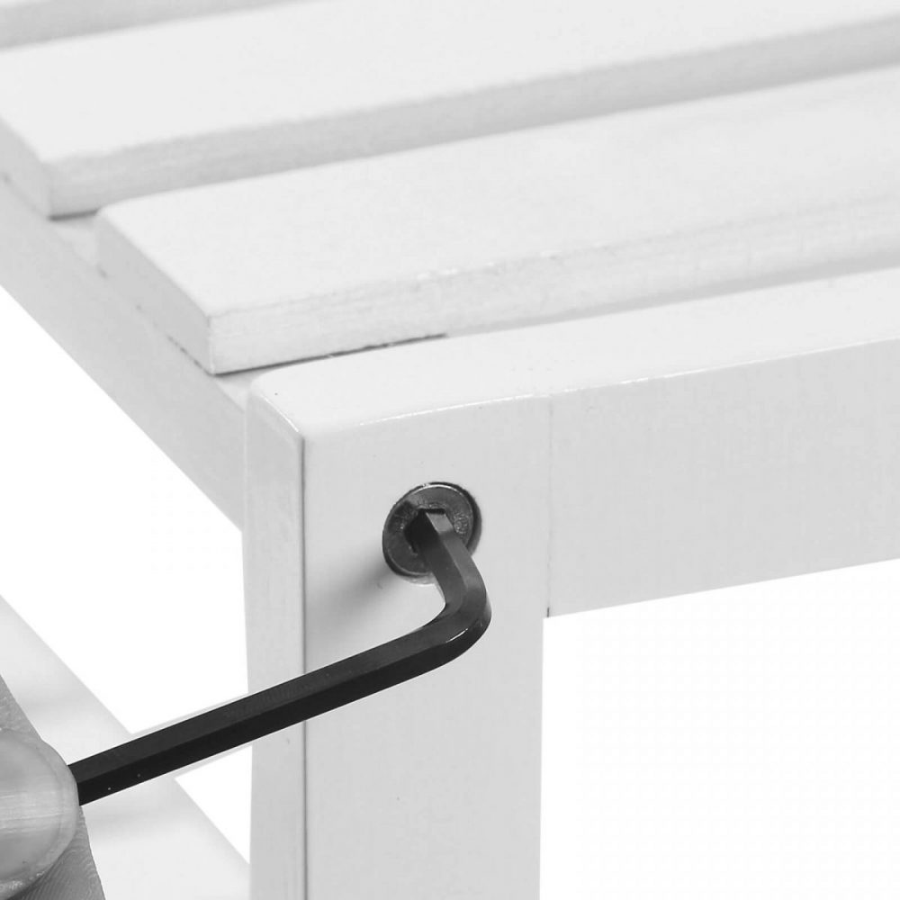 Estantería bambú con estante ajustable, baño, blanco - Imagen 3