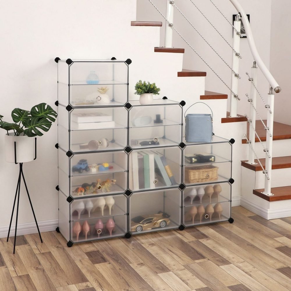Zapatero modular con puertas y 9 módulos, blanco - Imagen 2