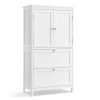 Armario de baño con 2 cajones y 2 puertas, estante ajustable, blanco