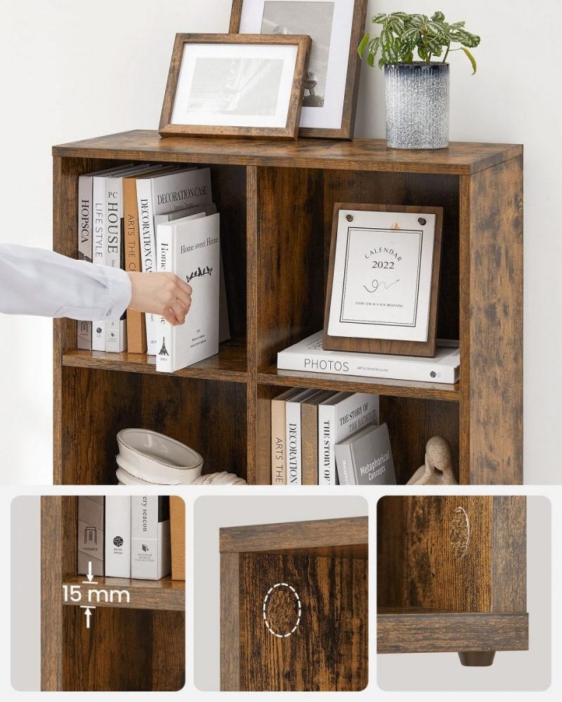 Estantería libros 8 cubos, roble o blanco, oficina, salón, marrón rústico - Imagen 5