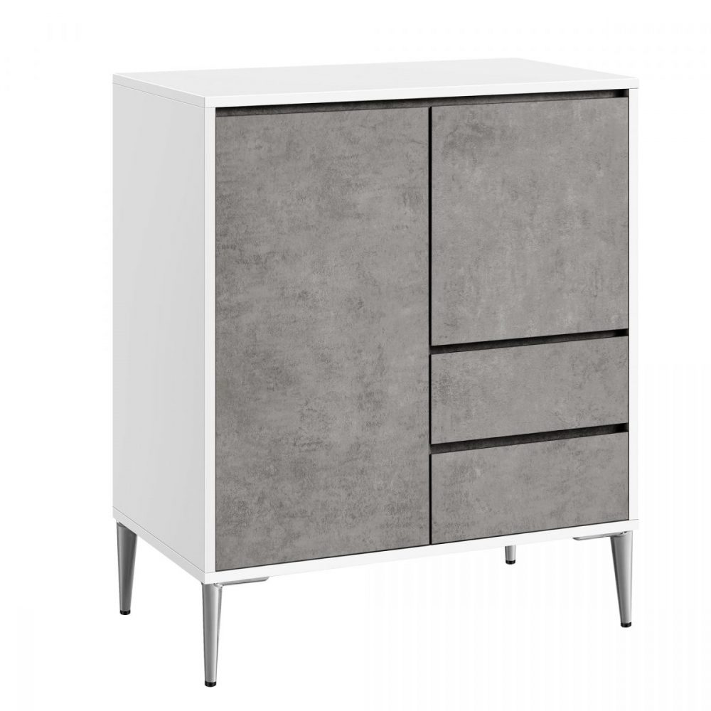 Mueble de tv moderno con estantes ajustables, salón, gris cemento