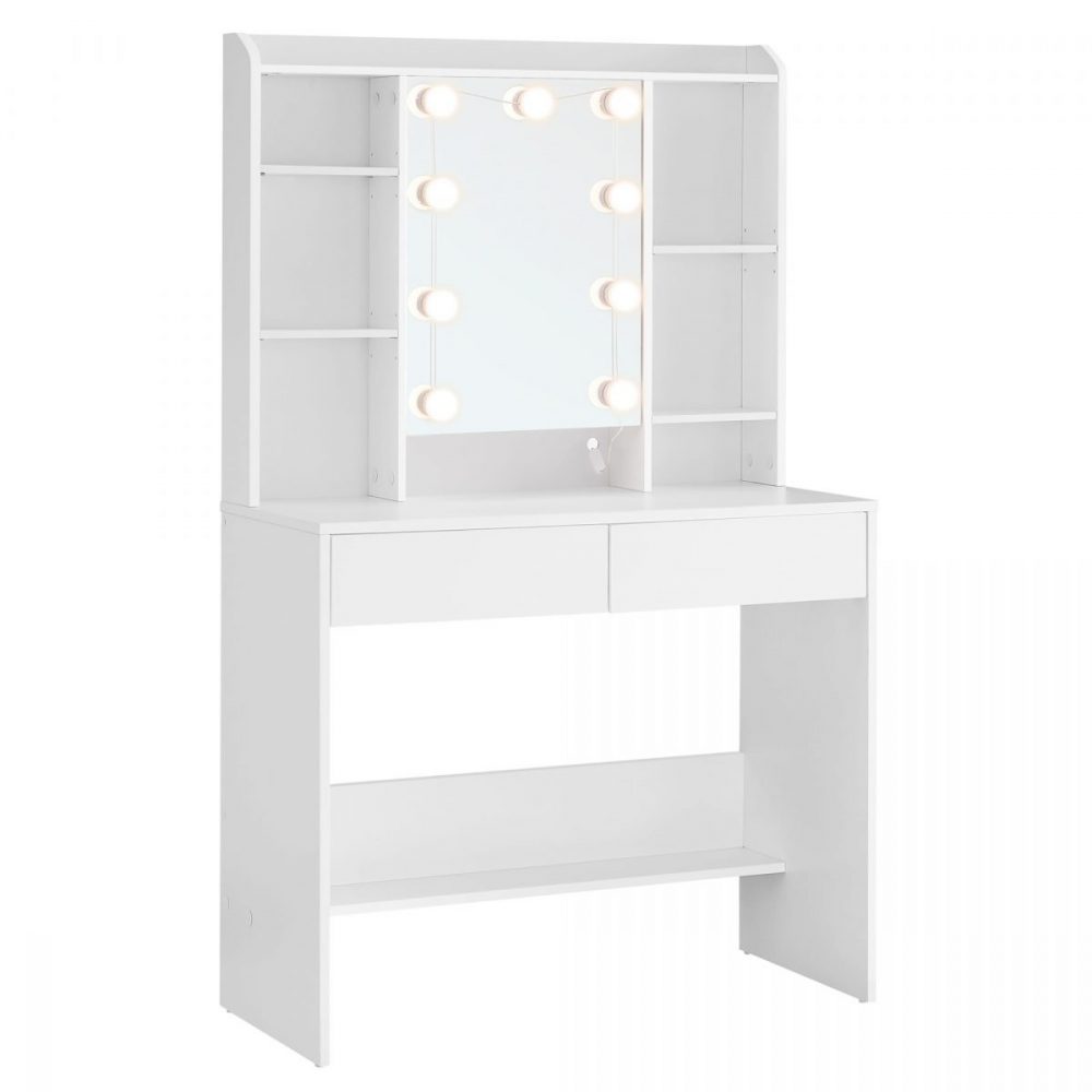 Tocador moderno con luces led ajustables, espejo y 2 cajones