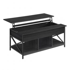 Mesa centro elevable, espacio abierto y oculto, gris carbón