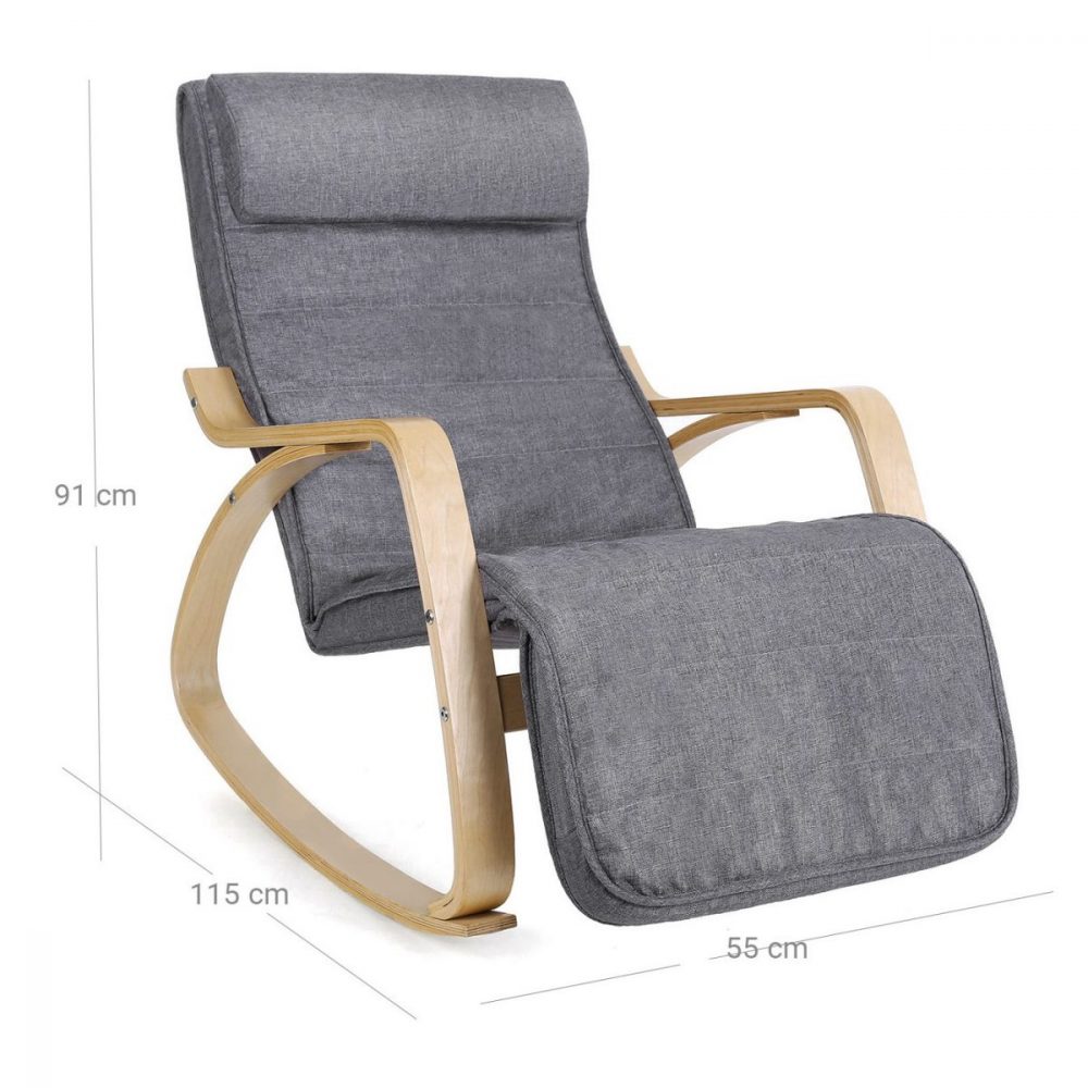 Sillón mecedora relax con reposapiernas ajustable, gris oscuro - Imagen 7